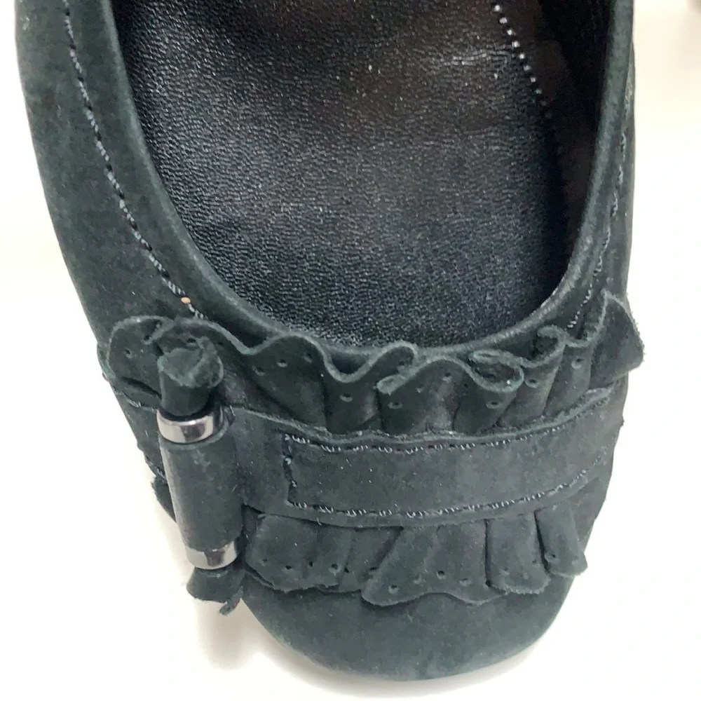 GABOR Flats Comfort Suede Easy Walking Square Toe Ruffle 7.5